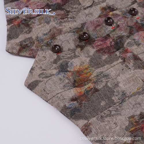 Classic Floral Waistcoat Western Polyester Suit Vest